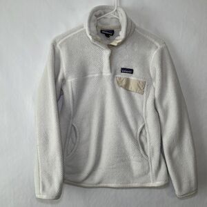 Patagonia Re-Tool Snap-T Fleece Pullover Jacket Women Size Medium White Polartec